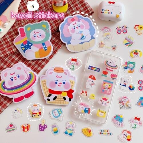 MINKYS New Arrival Cute 48pcs/Pack Kawaii Bear Scrapbooking Stickers Decorative Sticker Kids Gift School Office Stationery