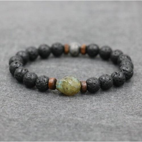 Trendy Men Bracelets Glitter Stone Beads Bracelet Natural Lava Stone Bracelets & Bangles For Women Jewelry Friendship Best Gift
