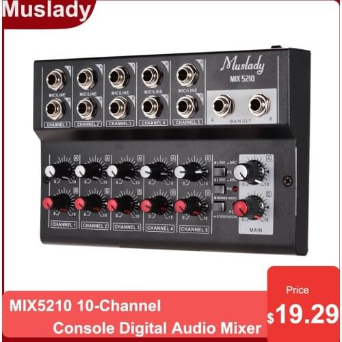 Muslady MIX5210 10-Channel Mixing Console Digital Audio Mixer Stereo for Recording DJ Network Live Broadcast Karaoke mixer audio