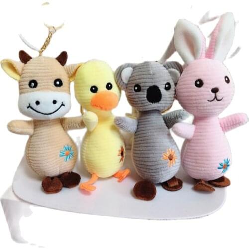 Wholesale 20pcs/lot 14cm cute animal Bunny Koala Plush toy keychain Little Duck small bag Pendants gifts