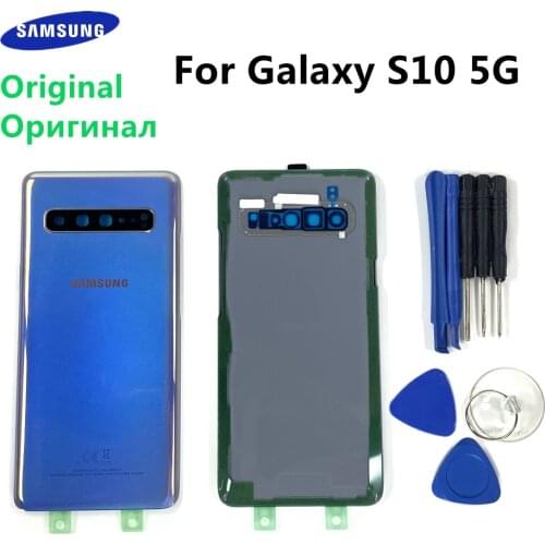 Original For SAMSUNG Galaxy S10 5G Version G9770 G977B G977U Glass Back Battery Cover Rear Door Housing Case Panel Shell + Tools