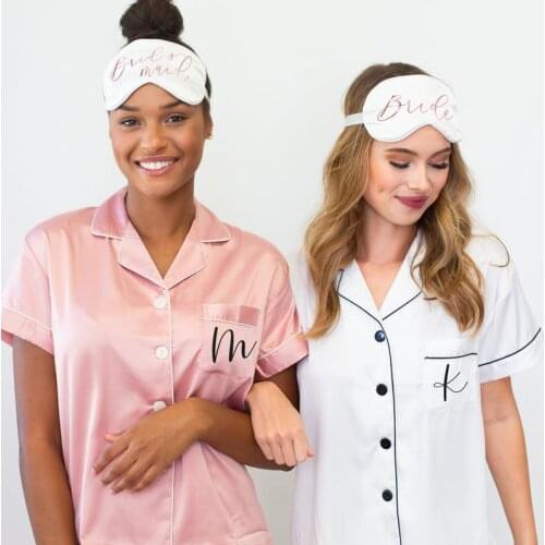 Personalized Bridal Gift Pajamas + Eye Masks Bridal Party Pajamas Pajama Sets Bachelorette Pajamas Sleep Shirts Pajama Set
