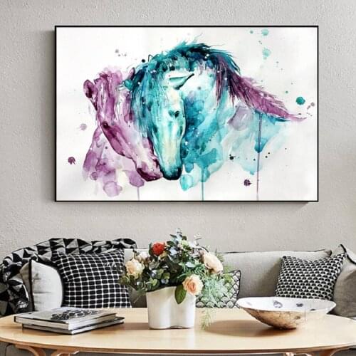 Large Living Room Animals Canvas Wall Art Paintings Decorative Horse Posters Water Color Prints Posters Gifts Bedroom Home Decor