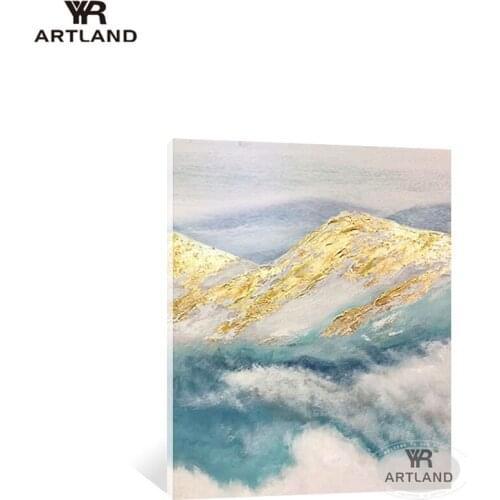 Christmas decorations for home Beautiful artwork gold foil mountains wall posters handmade canvas oil painting for living room