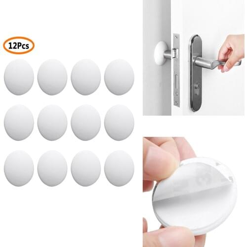 12 Door Knob Stopper Self Adhesive Cabinet Drawer Rubber Bumper Anti Collision Handle Guard Stickiness Wall Protector Shield Pad