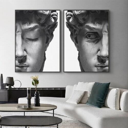 Nordic Black and White David Head Sculpture Posters And Prints Wall Art Canvas Paintings Pictures Living Room Home Decoration