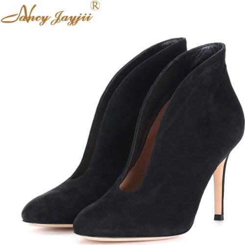 Nancyjayjii Womens 2019 Spring Autumn Black Round Toe High Thin Heels Pumps Casual Party Dress Handmade Shoes Woman Mujer Size