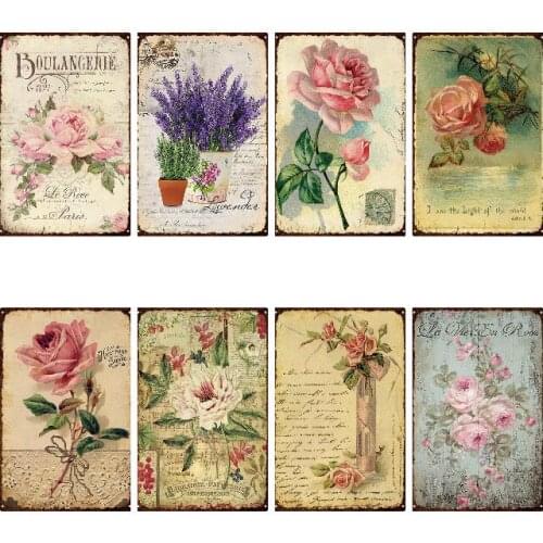 Flower Vintage Tin Sign Metal Sign Decorative Plaque Garden Living Room Kitchen Cafe Decor Wall Decoration
