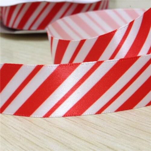 Pick Size 9 16 22 25 38 50 75 mm width Red Stripe Printed Grosgrain Ribbon or Satin Ribbon F20