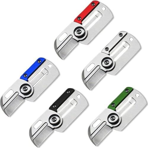 Dog Tag Folding Blade Knife Multi Pocket With Key Chain Ring Stainless Steel Camping Tactical Survival Knives Outdoor Tools