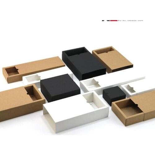 100pcs Black Kraft Paper Gift Box White Packaging Cardboard Box Wedding Baby Shower Packing Cookie Candy Delicate Drawer Box