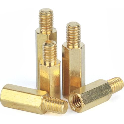 100pcs/lot M4*L+6/8 Brass column screw single head hex column chassis copper column motherboard hex space standoffs pillar