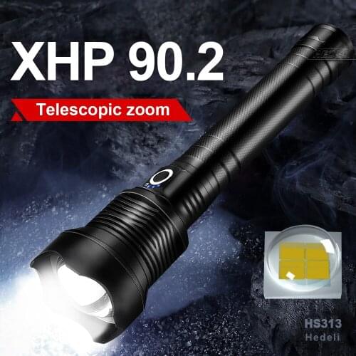 100000LM Powerful LED 26650 Rechargeable Flashlight XHP90.2 Waterproof Torch XHP70 Zoom Tactical Lantern Camp Fishing Hunt Lamp