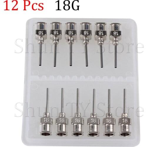 12 Pcs 1/2 Inch Silver Stainless Steel 18Ga Connector Glue Head Dispensing Needle, Suitable For Dispensing Electronic Components