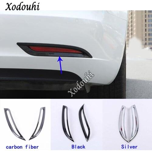 For Tesla Model 3 Model3 2018 2019 2020 2021 Car Sticker Cover Body Detector Trim Back Tail Rear Fog Light Lamp Frame Parts 2pcs
