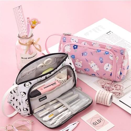 2021 Large Capacity Pencil Cases Canvas Double Layerkids School Pen Case Supplies Pencil Bag School Box Pencils Pouch Stationery