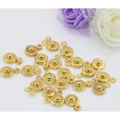 50pcs new fashion 7mm gold-color button clasp accessories top quality hooks charms diy jewelry findings free shipping B2855