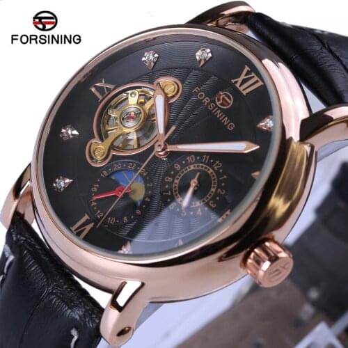 Men Watches Top Brand Luxury Automatic Watches 2018 Forsining Fashion Casual Tourbillon Designer Black Golden Case Watch Clock