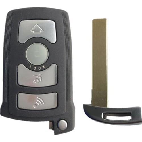 For BMW 7 Series 745 750 760 i Li Smart Remote Key Shell Case 4 Button With Insert Blade Keyless Entry Fob Key Cover