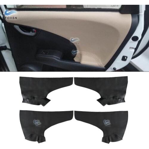 For Honda Jazz / Fit 2008 2009 2010 2011 2012 hatchback Microfiber Leather Door Armrest Panel Cover Sticker Trim