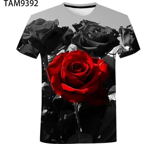 Summer New Fashion BoyGirl Sweatshirt 3D Print Rose Flower T Shirt Short Sleeve Hip Hop Top Young Children Harajuku Pullover