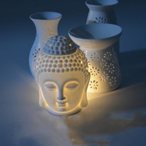 Buddha head incense burner ceramic aromatherapy lamp candle incense burner oil lamp household decorative incense burner