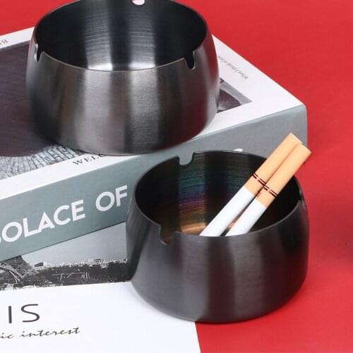 Creative Color-Plated Stainless Steel Thickened Anti-Fall And Windproof Metal Ashtray