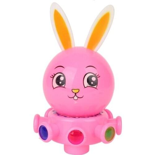 Rabbit plastic electric toy Flash Cute Rabbit Plastic Electric Pets Universal Wheel Rotating Obedient Rabbits Music Lights