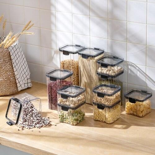 Square Food Sealed Cans Kitchen Storage Fresh-keeping Storage Cans Snacks Nuts Tea Grains Storage Boxes Popular Hot Sale 1800ml