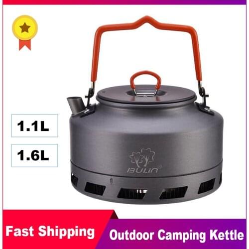 1.1L/1.6L Lightweight Outdoor Kettle Portable Camping Coffee Pot Aluminum Alloy Tea Pot Quick-Heat for Outdoor Camping Gear