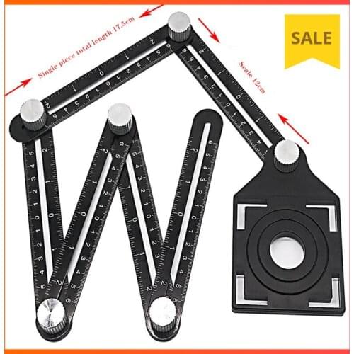 Aluminum Alloy Six-Fold Ruler Tile Opening Locator Mud Tile Shop Paste Floor Tile Glass Vientiane Hole Punch
