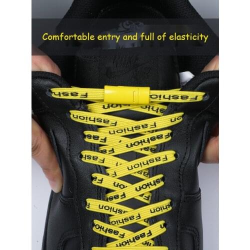Magnetic Elastic Shoelaces No tie Shoe laces for Sneakers 2021 Fashion Letter Lazy Shoelace Lock One Size Fits All Kids & Adult