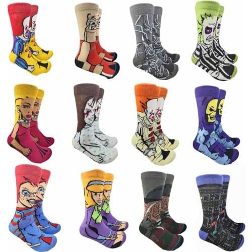 Fashion Mens Anime Funny Socks Mens Socks Hip Hop Anime Personality Socks Cartoon Fashion Skarpety Pattern Designer Socks