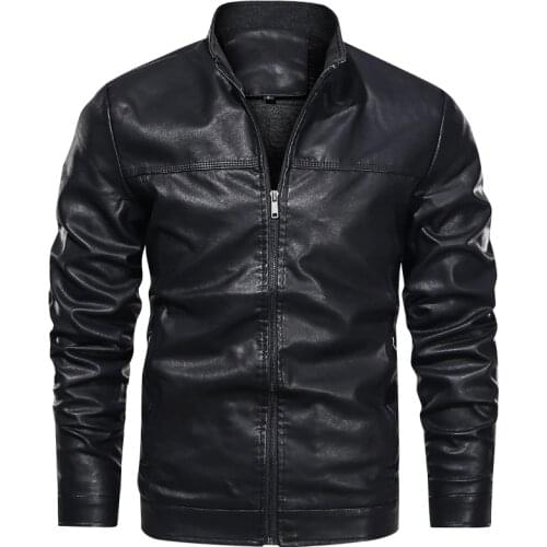 2021 New Autumn/winter Mens Leather Vintage Jackets Casual Biker Pu Jacket Zip Pocket Thick Leather Coats Aviator Jacket Men