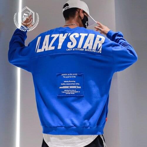 Men Fashion Loose Print Casual Pullover Hip Hop Sweatshirts