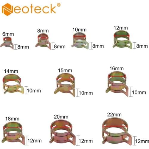 Neoteck 100 Pcs spring clamp hose fuel hose air pipe clamp fasteners 6-22mm Spring Clip Fuel Line Hose Water Pipe Air Tube