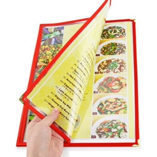1PC Menu Cover Double Fold Book Style Holder with 2 Page 4View Protective Corner For Restaurant Hotel Deli Cafes Bars Pubs