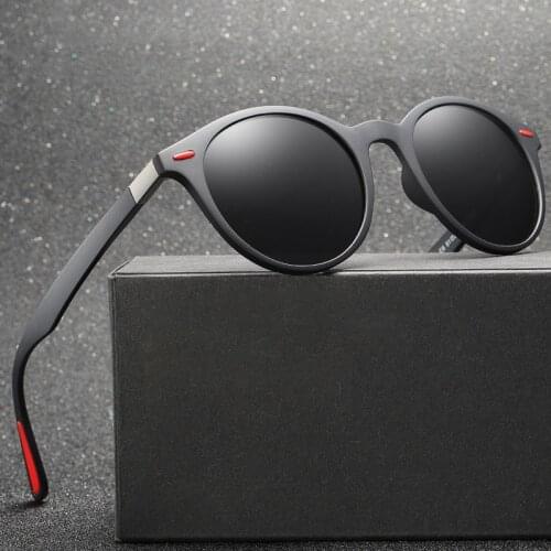 Fashion Polarized Round Sunglasses Men Women Vintage Cat Eye Design Sunglasses Male Female Outdoor Driving Retro Black Mirror
