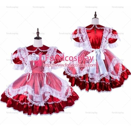 Lockable Sissy maid Satin dress Uniform cosplay costume Tailor-made[G1581]