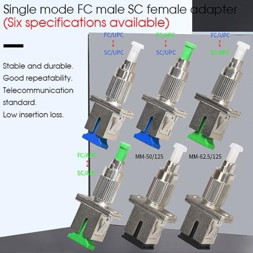 FC-SC Single Mode Coupler Hybrid Converter Fiber Optic Adapter for FC Male to SC Female