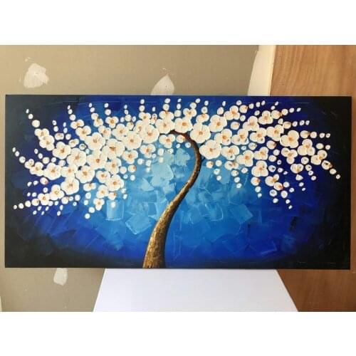 Wholesale 2018 Newest Artist Handmade oil Painting High Quality knife tree Oil Painting On Canvas Abstract Landscape Paintings