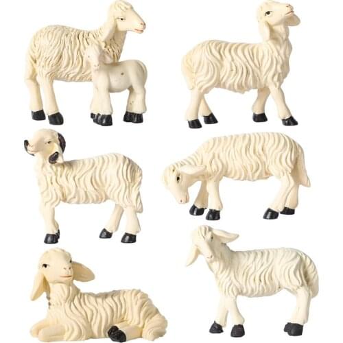 Sheep Mini Forest Farm 6 Pieces Figure Garden Statue Lamb Ornaments Decor Resin 46.1 Cm X 28.3 Cm X 38.9 Cm Animals Figurines