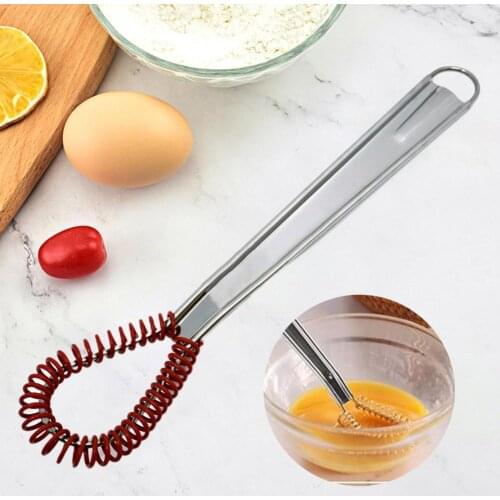 Egg Stirring Stick Silicone Spring Head Eco-Friendly Multi-Functional Food Grade Stainless Steel Mini Egg Beater for Kitchen