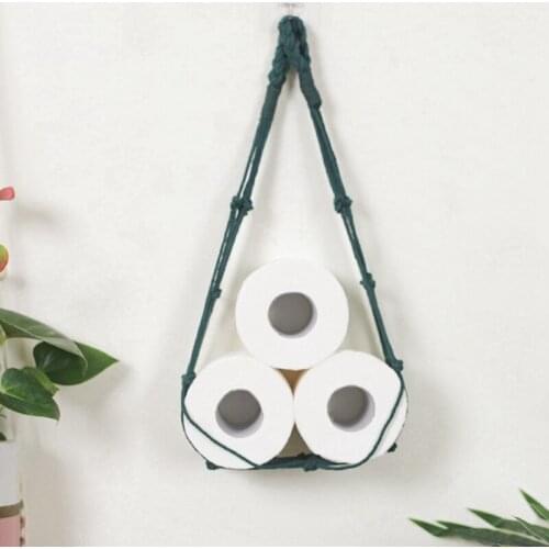 Hanging Cotton Rope Holder for Toilet Paper Magazine Books Holder Home Hanging Pocket Rack Bathroom Decor 2Pcs