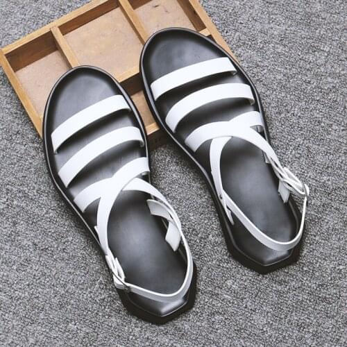 QOPLYEE Men's Leather Sandals