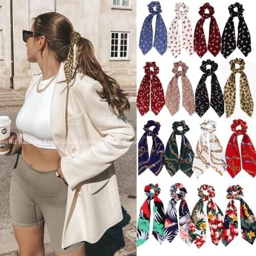 New Fashion Chiffon Bowknot Elastic Hair Bands for Women Girls Scrunchies Ponytail Holder Hair Ties Headband Hair Accessories