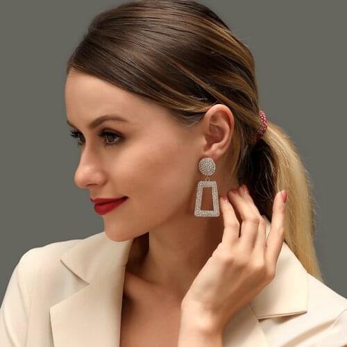 Earrings for women Accessories Long Gift for girl friend Geometry rhinestone earrings 2020 trend woman jewelry Hanging earrings