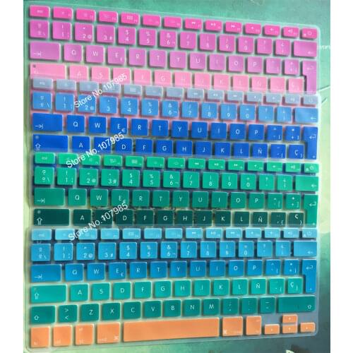 Silicone EU/UK Spanish Gradient Black Colors Keyboard Cover Stickers Protector for MacBook Air 13" MacBook Pro Retina 13" 15"