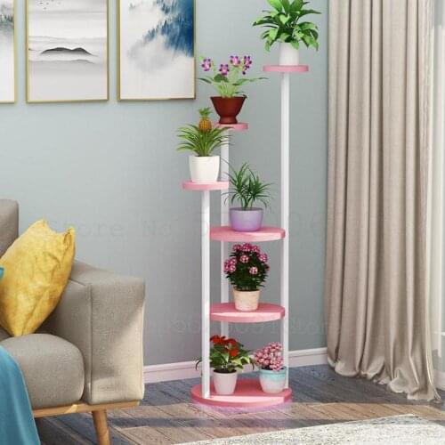 Flower Rack Indoor Household Flower Rack Balcony Iron Art Living Room Floor Multi-layer Flower Pot Rack Green Radish Fleshy