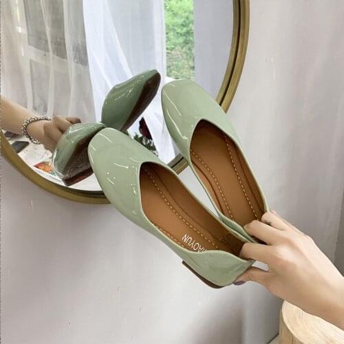 Avocado Green Fairy Wind Shallow Mouth Single Shoes 2019 Summer New The Net Red Fashion Super Fire Flat Peas Shoes